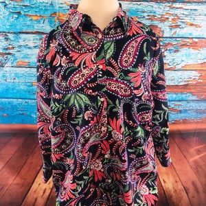 Chaps Paisley Plus Size 2x LS Bottom Down Shirt